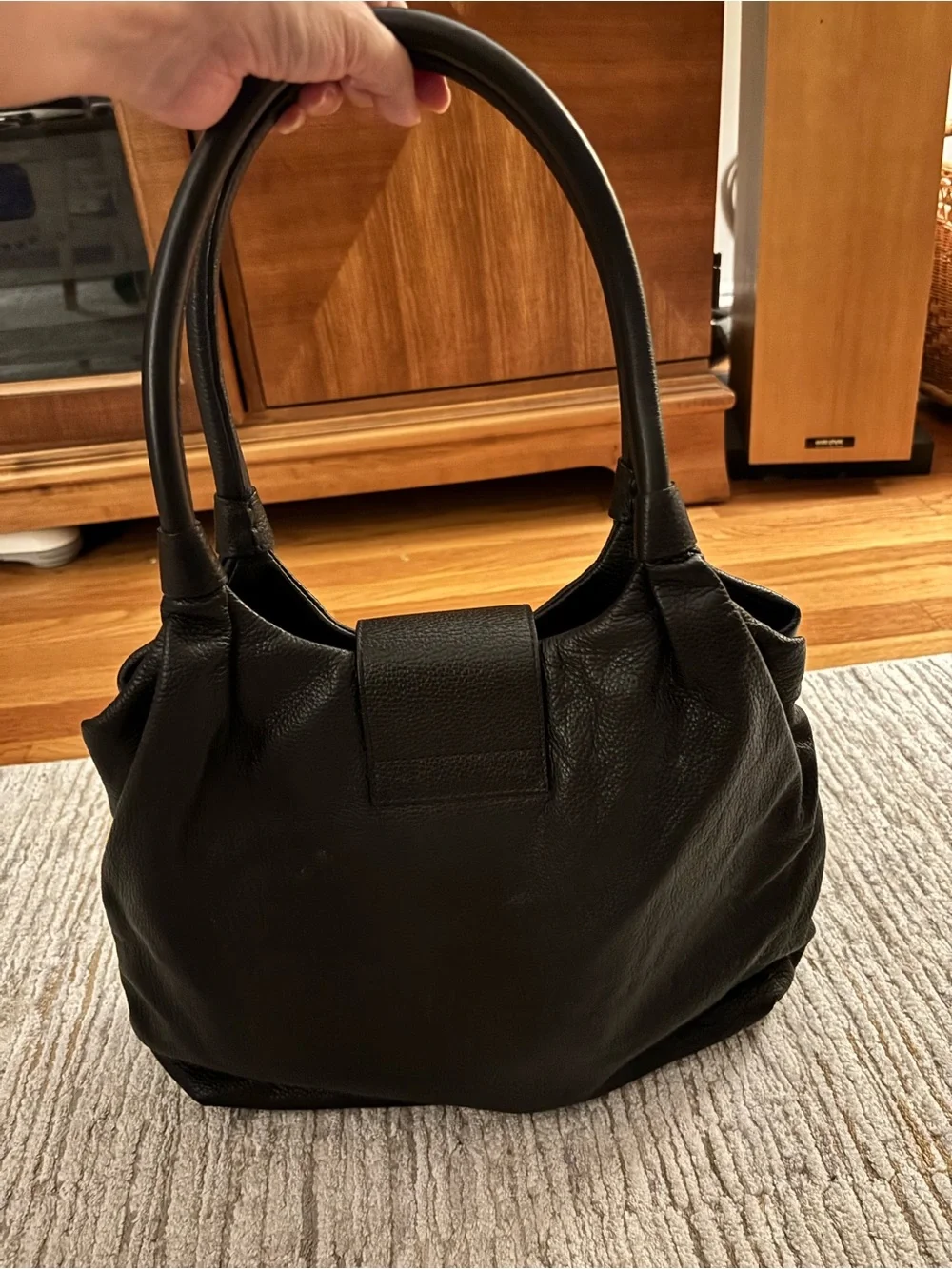 kate spade Black Pebbled Leather Shoulder Bag with Gold Turn-Lock